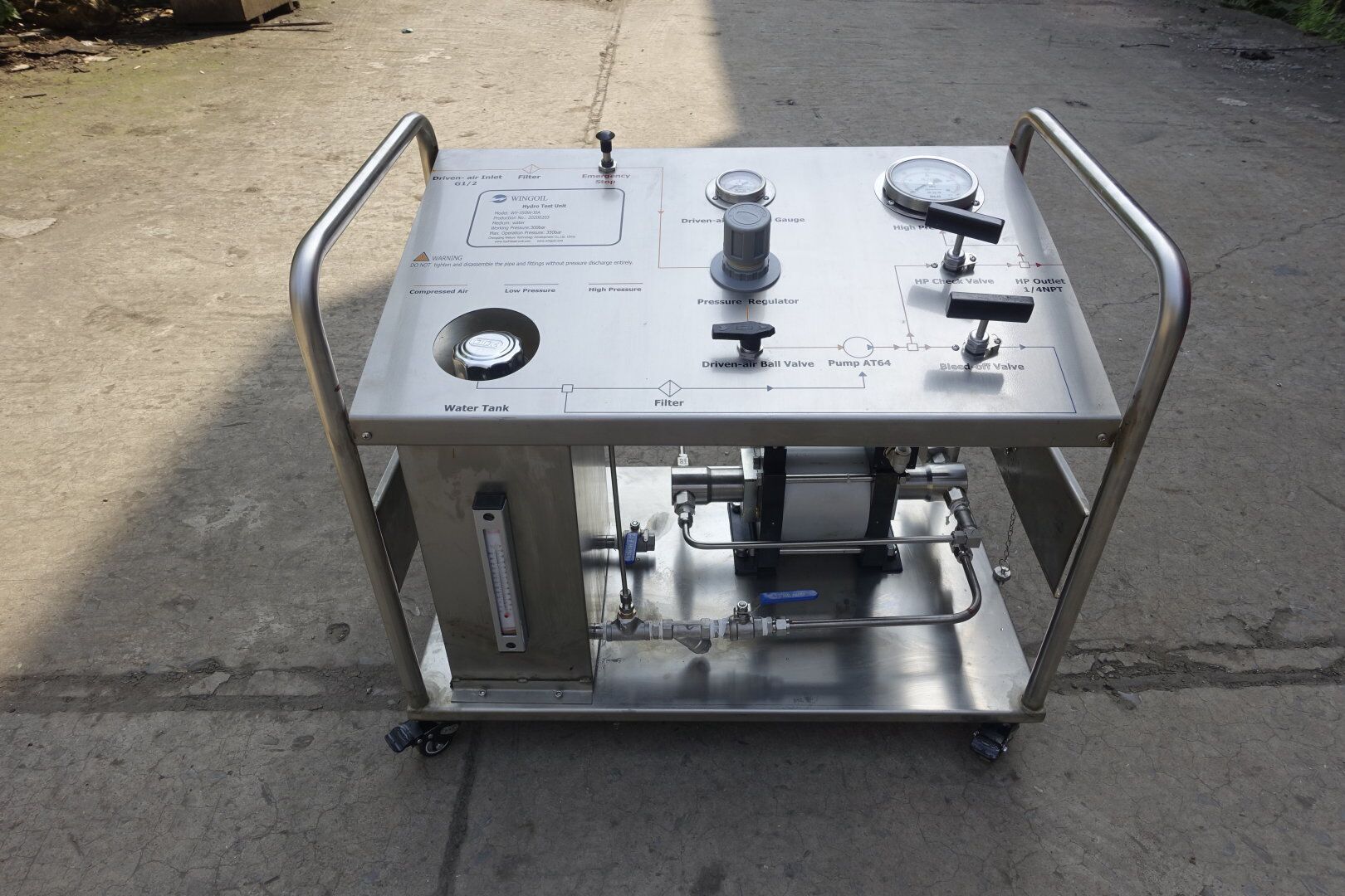 panel-mounted hydro test equipment